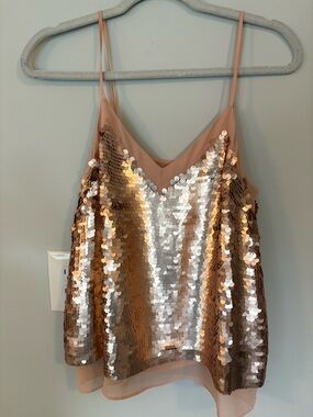 Moulinette Soeurs Rose Gold Sequin Cami Tank